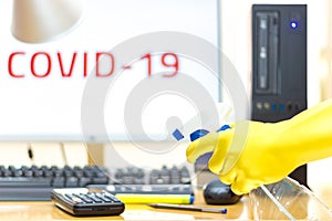 Office disinfection with spray and glove to prevent COVID-19 disease