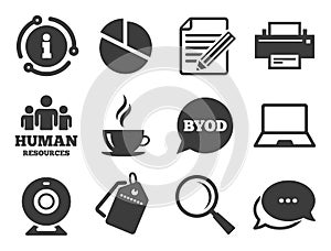 Office, documents and business icons. Vector
