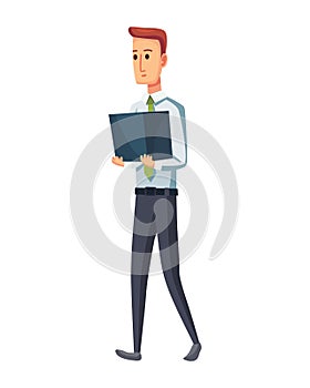 Office documents from copier. Office worker with stack of documents. Concept man of office work