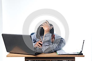 Office employee with isolated white background