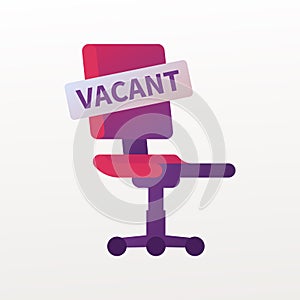 Office empty chair with sign as symbol of an recruiting to work