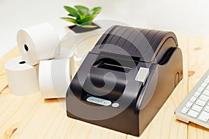 Office equipment, A point of sale receipt printer printing a receipt