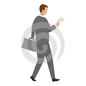 Office executive walking and holding briefcase. Man in suit carrying suitcase. CEO lifestyle. Career path. Businessman sign.