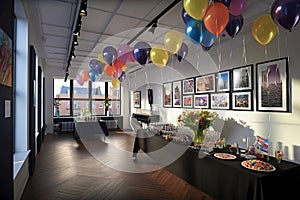 Office Fiesta Delight: A Vibrant Workspace Transforms into a Festive Haven for Colleague Celebration, ai generative