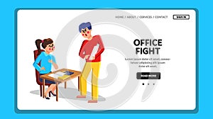 Office Fight Colleagues People Quarrel Vector Illustration