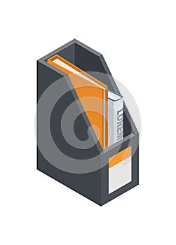 Office file box. Simple flat illustration in isometric view.