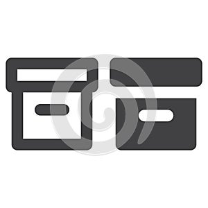 Office File Box thick line and solid icon, outline and filled vector sign, linear and full pictogram isolated on white.