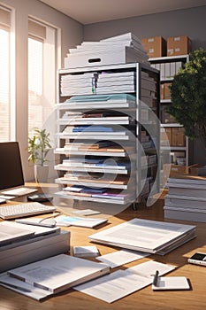 Office File Illustration with well-organized files