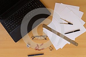 Office flat lay workplace businessman