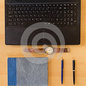 Office flat lay workplace businessman