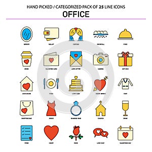 Office Flat Line Icon Set - Business Concept Icons Design