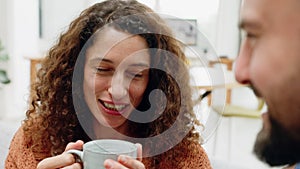 Office flirt, romance and woman and man at work talking on a coffee break. Climbing the corporate ladder with a smile