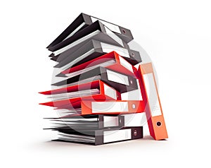 Office folder binders on a white background 3D illustration, 3D rendering