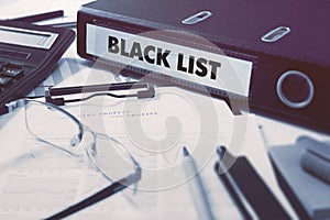 Office folder with inscription Black List