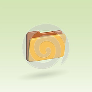 Office folder vector 3d icon. office yellow folder. folder with files 3d illustration
