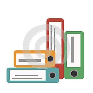 Office folders boxes document organization archive blank stack data file information vector illustration