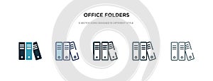 Office folders icon in different style vector illustration. two colored and black office folders vector icons designed in filled,