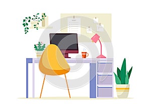 Office furniture interior vector concept