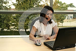 Office girl with headset