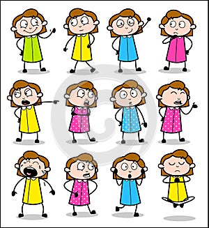 Office Girl - Set of Different Style Concepts Vector illustrations