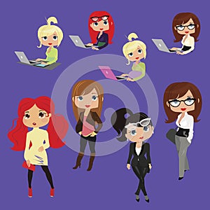 Office girls cartoon characters