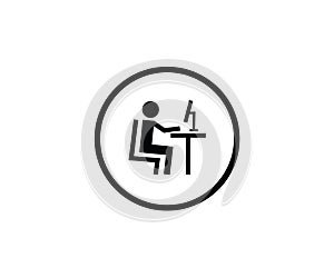 Office guy stickman computer working pc business icon