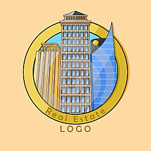 office hig hrise building logo vector illustration