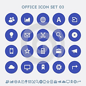 Office 3 icon set. Material circle buttons