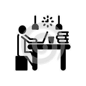 Black solid icon for Office, workroom and desk