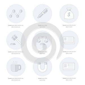 Office icons flat design Line icons style