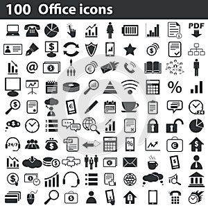 100 kancelář ikony sada 