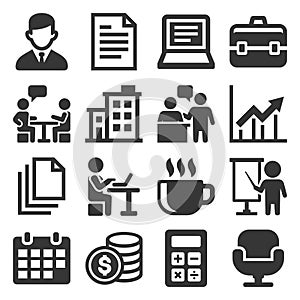 Office Icons Set on White Background. Vector