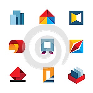 Office inspire innovation colorful business productivity tools logo icon set