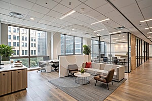 Office interior design with 3D rendering