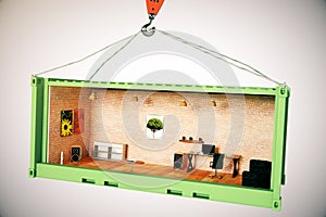 Office interior inside cargo