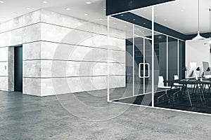 Office interior with lift