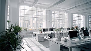 Office interior in the morning, generative AI