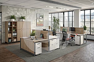 Office interior visualization 3D illustration