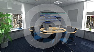 Office, interior visualization, 3D illustration