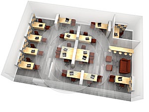 Office, interior visualization, 3D illustration