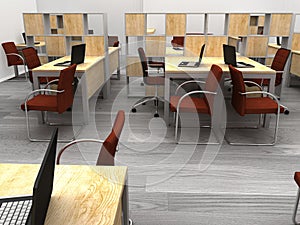 Office, interior visualization, 3D illustration