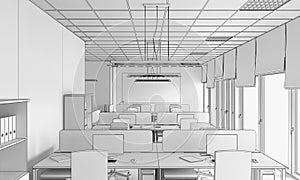 Office, interior visualization, 3D illustration