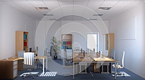 Office, interior visualization, 3D illustration