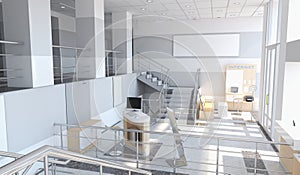 Office, interior visualization, 3D illustration