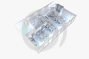 Office, interior visualization, 3D illustration