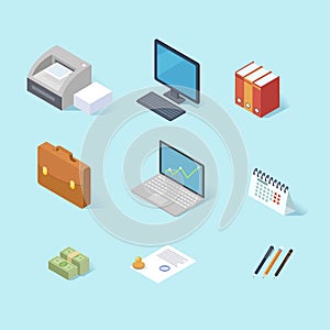 Office isometric icon set