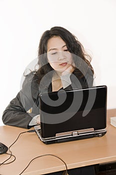 Office lady looking at computer screen