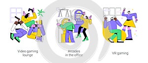 Office life entertainment isolated cartoon vector illustrations.