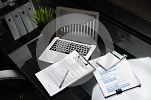 Office life, paperwork, client contract, business agreement concept photo