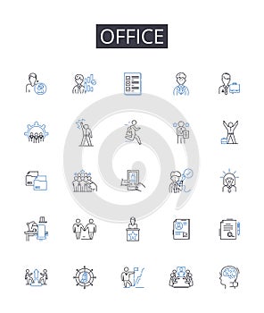 Office line icons collection. Countdown, Limit, Target, Timeframe, Schedule, Due date, Cutoff vector and linear